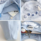 Cotton Canvas Tote Shoulder Bag Plush Bear Handbag Girl's Bookbag Shopping Bags