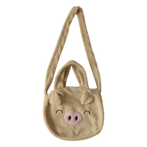 Plush Piglet Crossbody Bag Cartoon Soft Shoulder Purse With Zipper