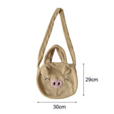 Plush Piglet Crossbody Bag Cartoon Soft Shoulder Purse With Zipper