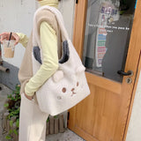 Plush Vest Bag Bear Ear Girl Shoulder Bags Lamb Hair Handbag
