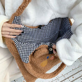Plush Vest Bag Bear Ear Girl Shoulder Bags Lamb Hair Handbag