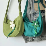 Canvas Dumplings Shaped Shoulder Bag Solid Messenger Handbag Zipper