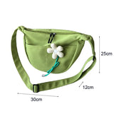 Canvas Dumplings Shaped Shoulder Bag Solid Messenger Handbag Zipper