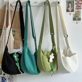 Canvas Dumplings Shaped Shoulder Bag Solid Messenger Handbag Zipper