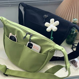 Canvas Dumplings Shaped Shoulder Bag Solid Messenger Handbag Zipper
