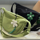 Canvas Dumplings Shaped Shoulder Bag Solid Messenger Handbag Zipper