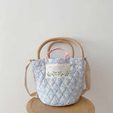 Floral Embroidered Canvas Handbag Large Bucket Mommy Bag