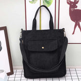 Corduroy Casual Tote Solid Retro Women Handbag Girls Student Shoulder Bag
