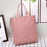 Corduroy Casual Tote Solid Retro Women Handbag Girls Student Shoulder Bag