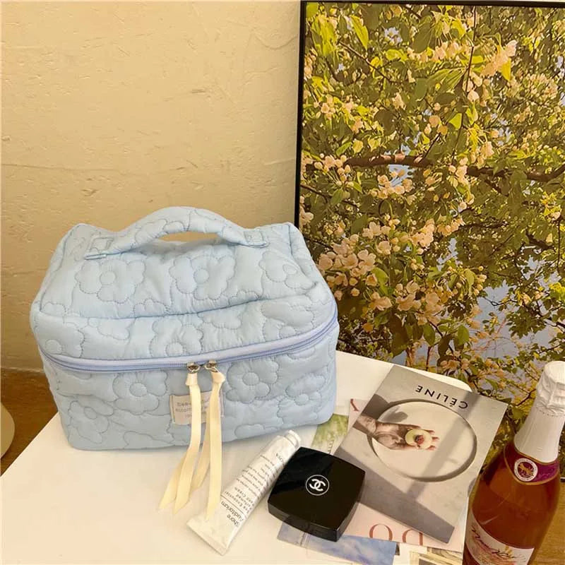 Floral Nylon Makeup Bag Organizer with Zipper