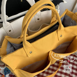 Cotton Canvas Tote Shoulder Messenger Bag with Pockets