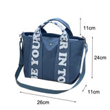 Shoulder Bag Letter Print Stripe Large Capacity Tote Canvas Female Handbag