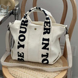Shoulder Bag Letter Print Stripe Large Capacity Tote Canvas Female Handbag