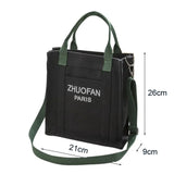 Letter Print Canvas Shoulder Bag Leisure Tote for Students