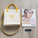 Letter Print Canvas Shoulder Bag Leisure Tote for Students