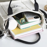 Letter Print Canvas Shoulder Bag Leisure Tote for Students