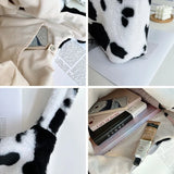 Winter Cow Print Plush Shoulder Bag for Women