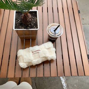 Plush Checker Shoulder Bag Lamb Wool Cosmetic Bags