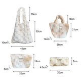 Plush Checker Shoulder Bag Lamb Wool Cosmetic Bags