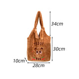 Winter Shoulder Bags Teddy Dog Plush Tote Bag Large Capacity Satchel For Girls