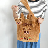 Winter Shoulder Bags Teddy Dog Plush Tote Bag Large Capacity Satchel For Girls