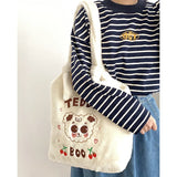 Winter Shoulder Bags Teddy Dog Plush Tote Bag Large Capacity Satchel For Girls