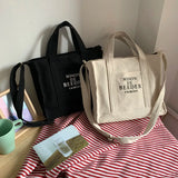 Female Messenger Bags Letter Printing Cloth Tote Bag With Long Shoulder Strap