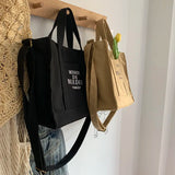 Female Messenger Bags Letter Printing Cloth Tote Bag With Long Shoulder Strap