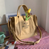 Female Messenger Bags Letter Printing Cloth Tote Bag With Long Shoulder Strap