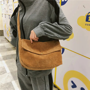 Female Small Satchel Corduroy Single Shoulder Bag