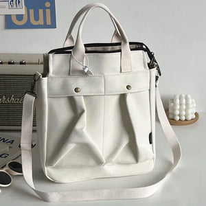Female Canvas Tote Messenger Bag Shoulder Handbag Schoolbag Zipper