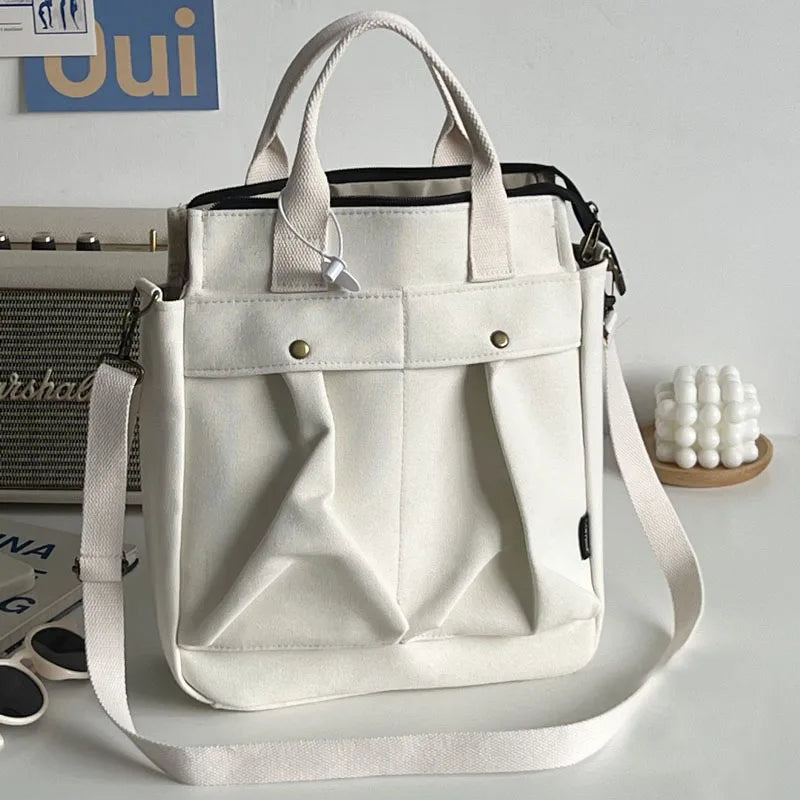 Female Canvas Tote Messenger Bag Shoulder Handbag Schoolbag Zipper