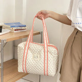 Floral Pattern Quilted Cotton Weekender Luggage Bag Large Capacity