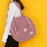 Girl Ellipse Corduroy Tote Bags Zipper Female Soft Shoulder Bag Cotton Hemp