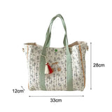 Cherry Embroidery Shoulder Bag Cotton Diaper Mother Baby Handbag