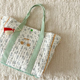 Cherry Embroidery Shoulder Bag Cotton Diaper Mother Baby Handbag