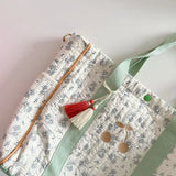 Cherry Embroidery Shoulder Bag Cotton Diaper Mother Baby Handbag