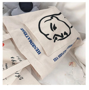 Canvas Tote Handbag for Women with Outer Pocket