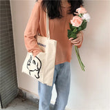 Canvas Tote Handbag for Women with Outer Pocket