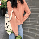 Canvas Tote Handbag for Women with Outer Pocket