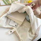 Ladies Winter Warm Lamb Wool Cotton Tote Bag Plush Shoulder Bags