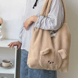 Ladies Winter Warm Lamb Wool Cotton Tote Bag Plush Shoulder Bags