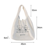 Lamb Faux Fur Women Shoulder Bag Plush Cloth Fabric Cartoon Handbag