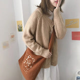 Plush Tote Shoulder Bag Cartoon Prints Embroidery Messenger Bag