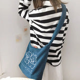 Plush Tote Shoulder Bag Cartoon Prints Embroidery Messenger Bag