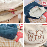 Plush Tote Shoulder Bag Cartoon Prints Embroidery Messenger Bag