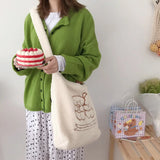 Plush Tote Shoulder Bag Cartoon Prints Embroidery Messenger Bag