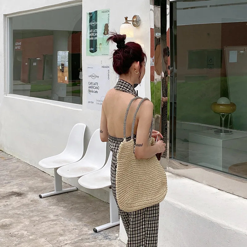 Straw Shoulder Bag Large Capacity Tote Women's Beach Handbag