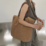 Straw Shoulder Bag Large Capacity Tote Women's Beach Handbag