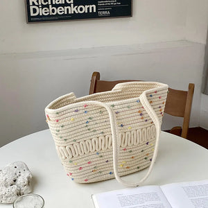 Large Capacity Summer Beach Bag Colored Dot Woman Shoulder Bags